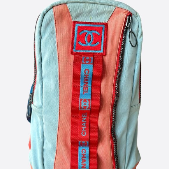 Chanel Blue & Orange CC Logo Backpack - Picture 1 of 8